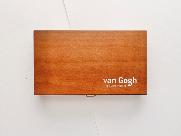 Van Gogh Set d'aquarelles en boîte en bois, 24 couleurs en demi-pastilles et 3 accessoires